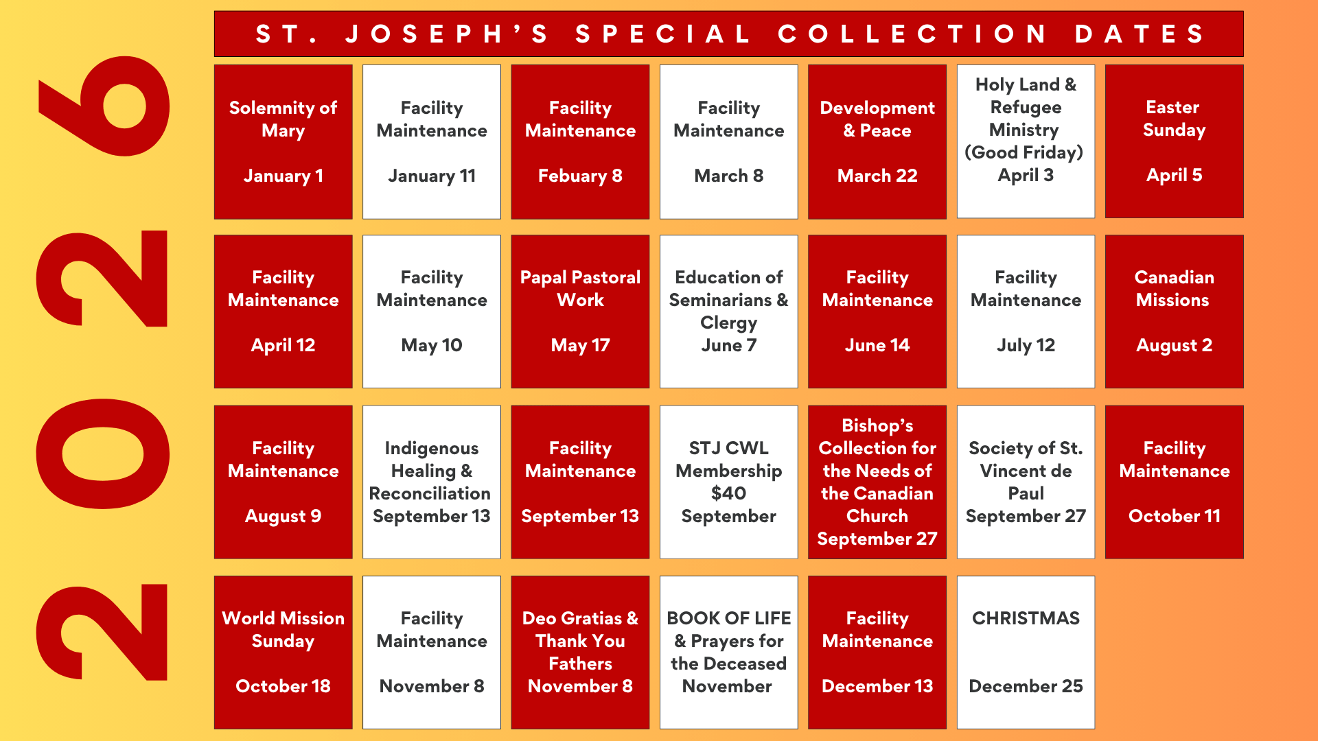 2026 SPECIAL COLLECTION DATES